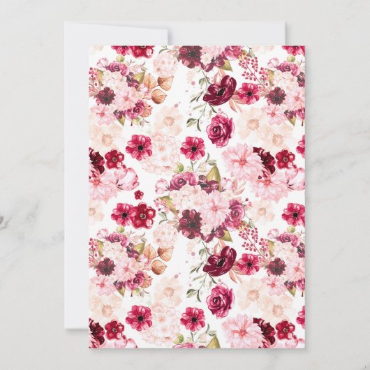 Chique bordeaux blush roze bruids brunch uitnodigi kaart (Achterkant)