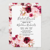 Chique bordeaux blush roze bruids brunch uitnodigi kaart