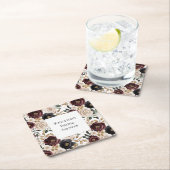 Chique bordeaux crème bloem bruiloft kartonnen onderzetters (Insitu)