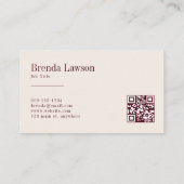 Chique bordeaux en beige QR-code Visitekaartje (Achterkant)