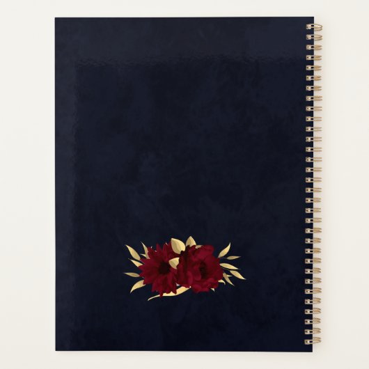 Chique bordeaux en goud marine trouwdag planner (Achterkant)