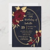 Chique bordeaux en goud marine verjaardagsfeestje kaart (Voorkant)