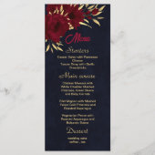 Chique bordeaux en goud marineblauw bruiloft menu (Voorkant)