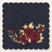 Chique bordeaux en goud marineblauw kartonnen onderzetters (Voorkant)
