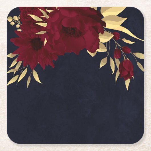 Chique bordeaux en goud marineblauw kartonnen onderzetters (Voorkant)