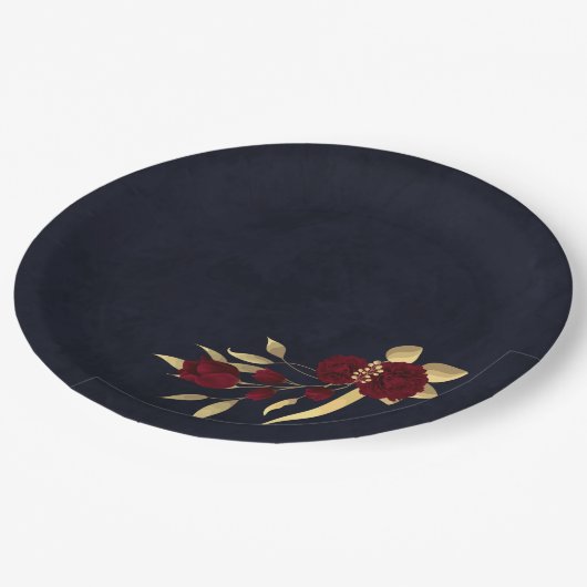 Chique bordeaux en goud marineblauw papieren bordje (Gekanteld)