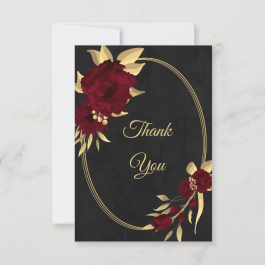Chique bordeaux en goud zwart bedankkaart (Voorkant)