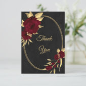 Chique bordeaux en goud zwart bedankkaart (Staand voorkant)