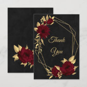 Chique bordeaux en goud zwart bedankkaart (Voorkant / Achterkant)