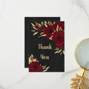 Chique bordeaux en goud zwart bedankkaart