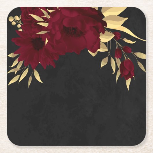 Chique bordeaux en goud zwart kartonnen onderzetters (Voorkant)
