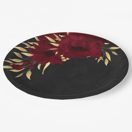 Chique bordeaux en goud zwart papieren bordje (Gekanteld)