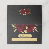 Chique bordeaux en goud zwart plaatskaartje (Buitenkant ongevouwen)