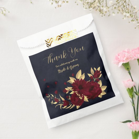 Chique bordeaux en gouden marine bruiloft bedankzakje (Gezegeld)
