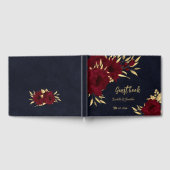 Chique bordeaux en gouden marine bruiloft gastenboek (Volledig)
