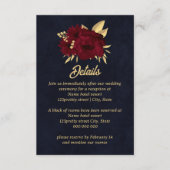 Chique bordeaux en gouden marine bruiloft informatiekaartje (Voorkant)