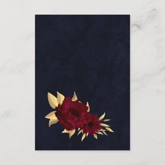 Chique bordeaux en gouden marine bruiloft informatiekaartje (Achterkant)