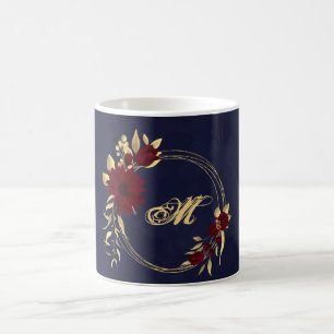 Chique bordeaux en gouden marine koffie mok