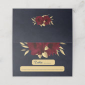 Chique bordeaux en gouden marine plaatskaartje (Buitenkant ongevouwen)