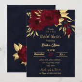 Chique bordeaux en gouden marine vrijgezellenfeest kaart (Voorkant / Achterkant)