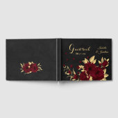 Chique bordeaux en gouden zwarte bruiloft gastenboek (Volledig)