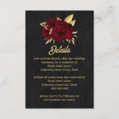 Chique bordeaux en gouden zwarte bruiloft informatiekaartje (Voorkant)