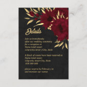 Chique bordeaux en gouden zwarte bruiloft informatiekaartje (Voorkant)