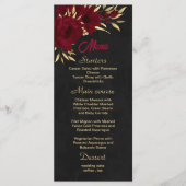 Chique bordeaux en gouden zwarte bruiloft menu (Voorkant)