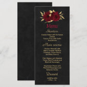 Chique bordeaux en gouden zwarte bruiloft menu (Voorkant / Achterkant)