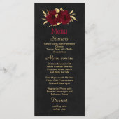 Chique bordeaux en gouden zwarte bruiloft menu (Voorkant)