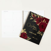 Chique bordeaux en gouden zwarte bruiloft planner (Display)