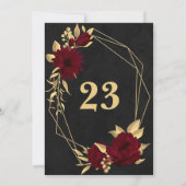 Chique bordeaux & goud zwart geometrisch tafelnumm kaart (Achterkant)