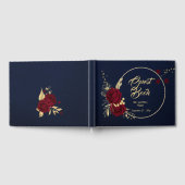 chique bordeaux gouden bloemenkrans marineblauw br gastenboek (Volledig)