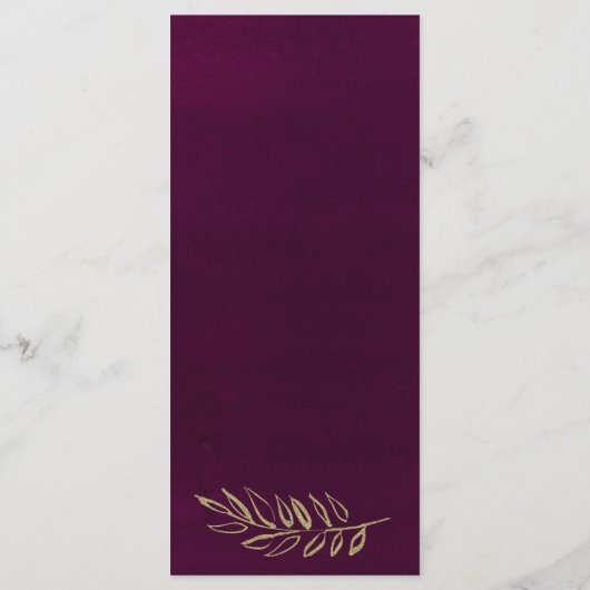 Chique bordeaux gouden glitter bladeren Programma Programmakaart (Achterkant)