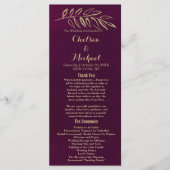 Chique bordeaux gouden glitter bladeren Programma Programmakaart (Voorkant)