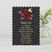 Chique bordeaux & gouden zwarte zitkaart kaart (Staand voorkant)