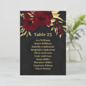 Chique bordeaux & gouden zwarte zitkaart kaart (Staand voorkant)