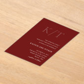 Chique bordeaux roest vet monogram elegante bruilo acryl uitnodigingen (Laagn)