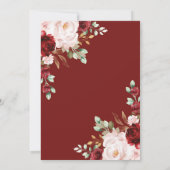 Chique bordeaux roze bloemig Vrijgezellenfeest the Kaart (Achterkant)