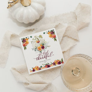 Chique bordeauxrode bloem witte pompoen Thanksgivi Servet