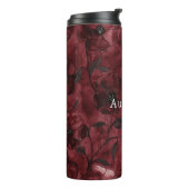 Chique bordeauxrode bloemrijke bruidsdouche thermosbeker (Gedraaid links)