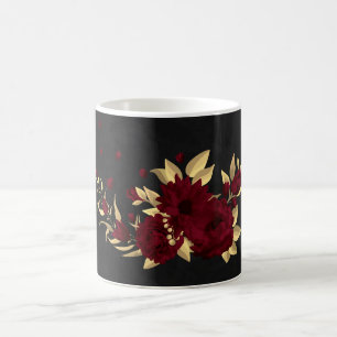 Chique bordeauxrood en goud zwart koffiemok