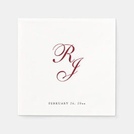 Chique bordeauxrood monogram trouw servetten