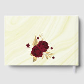 chique bordeauxroze bloemen gouden bladeren geomet gastenboek (Achterkant)