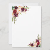 Chique bordeauxroze bloemrijke handgeschreven brun kaart (Achterkant)