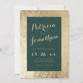 Chique bos groen goud lijst kalligrafie bruiloft kaart (Voorkant)
