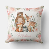 Chique bosdieren blozen roze bloemenkwekerij kussen (Voorkant)