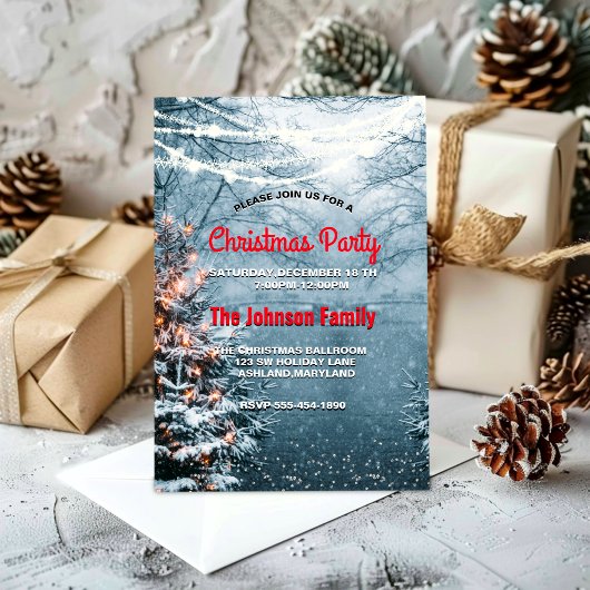 Chique bosrijke witte kerstboom feest kaart