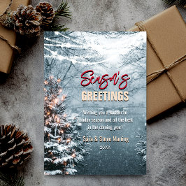 Chique bosrijke witte kerstboom feestdagenkaart