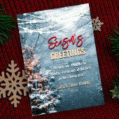 Chique bosrijke witte kerstboom feestdagenkaart